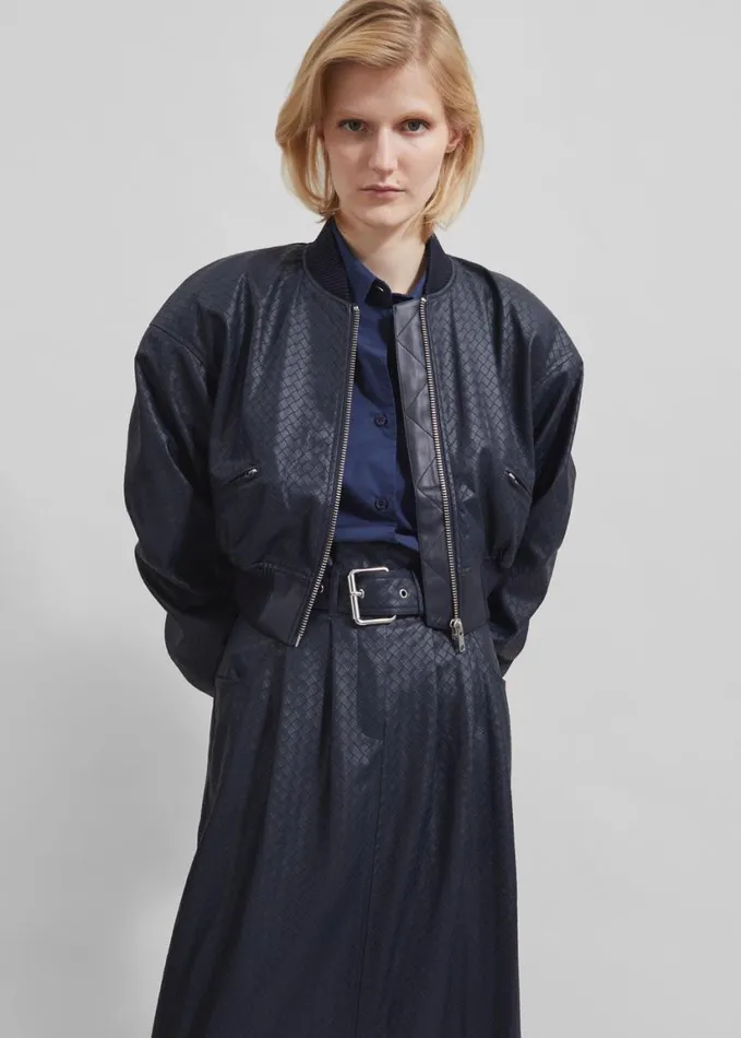 Clothing Women The Frankie Shop Rotate Cropped Braided Bomber 8211 Sky Captain