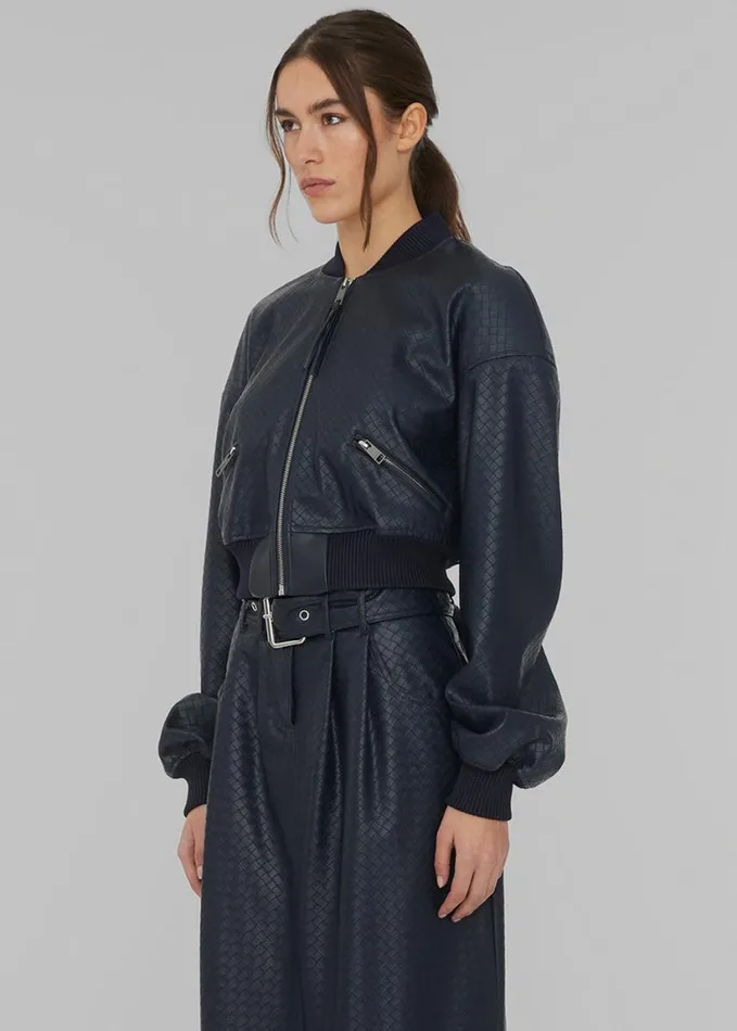 Clothing Women The Frankie Shop Rotate Cropped Braided Bomber 8211 Sky Captain