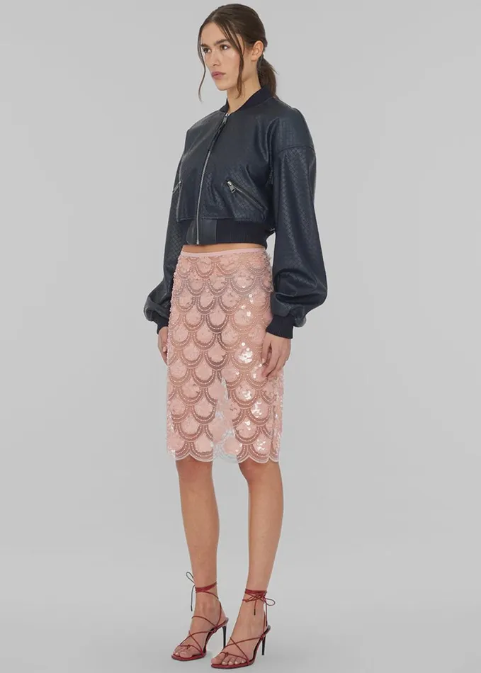 Clothing Women The Frankie Shop Rotate Cropped Braided Bomber 8211 Sky Captain
