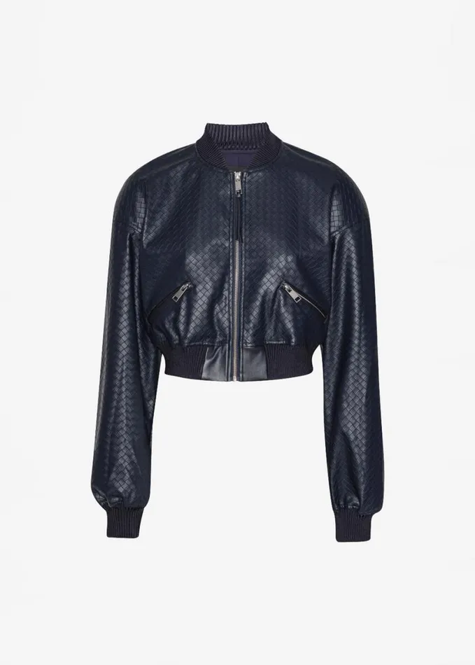 Clothing Women The Frankie Shop Rotate Cropped Braided Bomber 8211 Sky Captain