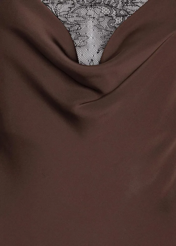 Clothing Women The Frankie Shop Rotate Lace Midi Slip Dress 8211 Chicory Coffee