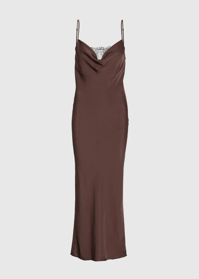 Clothing Women The Frankie Shop Rotate Lace Midi Slip Dress 8211 Chicory Coffee