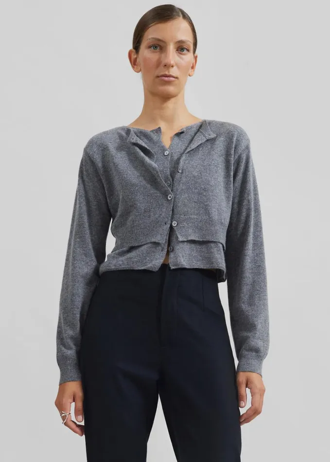 Clothing Women The Frankie Shop Simi Layered Cardigan 8211 Grey