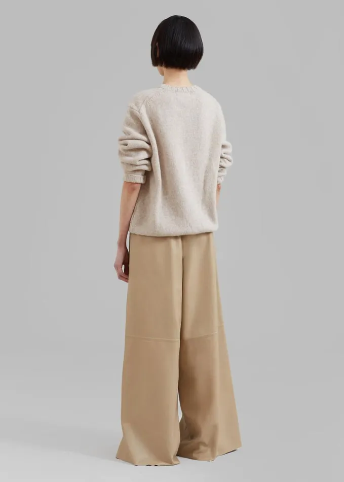 Clothing Women The Frankie Shop Sydney Wide Leather Pants 8211 Beige