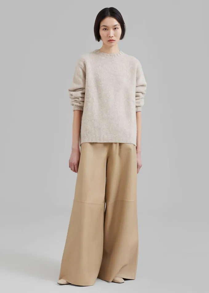 Clothing Women The Frankie Shop Sydney Wide Leather Pants 8211 Beige