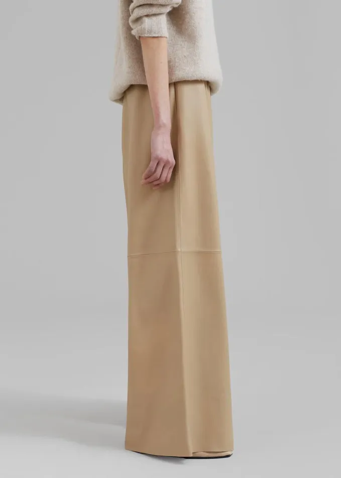 Clothing Women The Frankie Shop Sydney Wide Leather Pants 8211 Beige