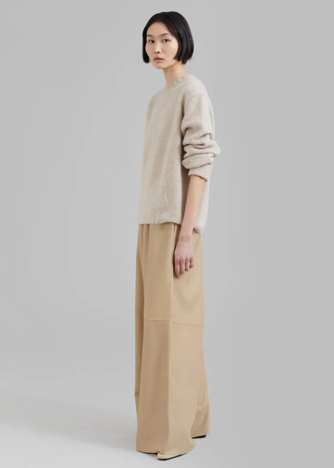 Clothing Women The Frankie Shop Sydney Wide Leather Pants 8211 Beige