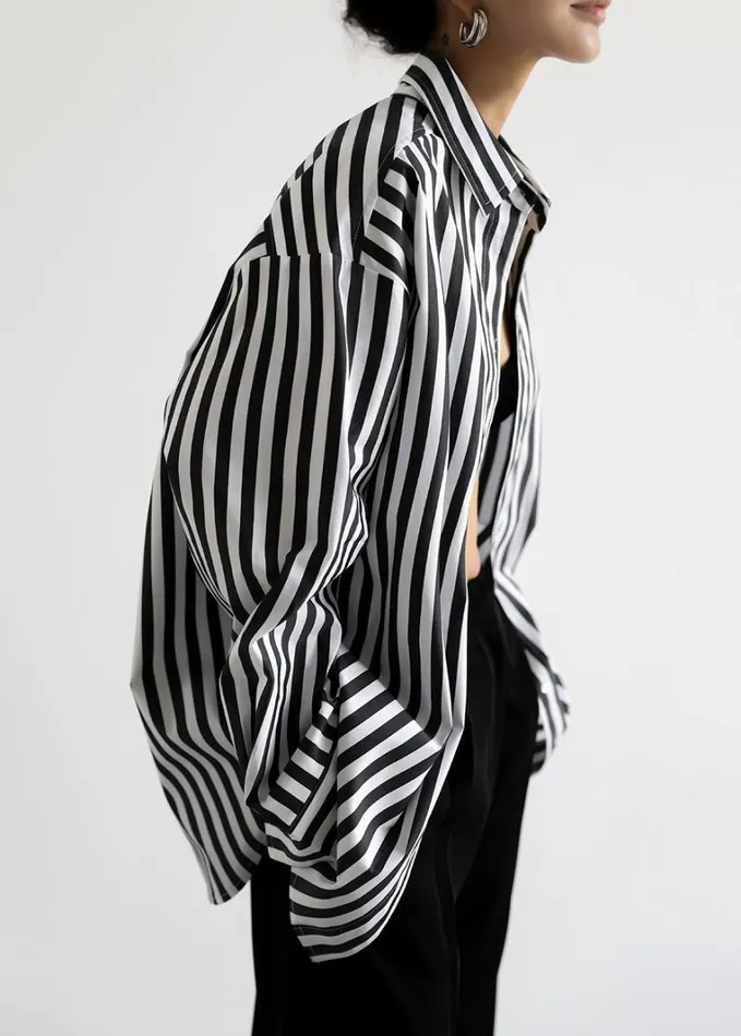 Clothing Women The Frankie Shop Sylvia Striped Oxford Shirt 8211 Faded BlackWhite