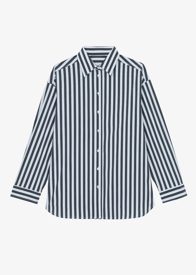 Clothing Women The Frankie Shop Sylvia Striped Oxford Shirt 8211 Faded BlackWhite