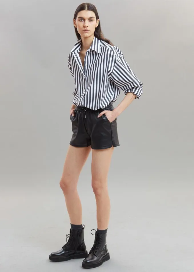 Clothing Women The Frankie Shop Sylvia Striped Oxford Shirt 8211 Faded BlackWhite