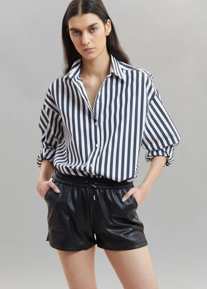 Clothing Women The Frankie Shop Sylvia Striped Oxford Shirt 8211 Faded BlackWhite