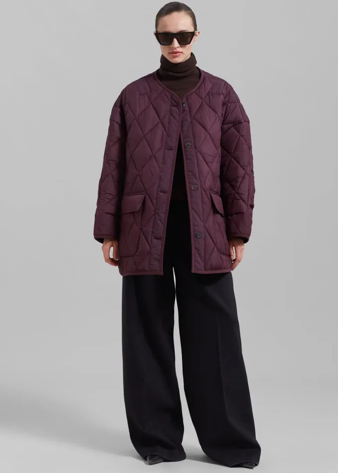 Clothing Women The Frankie Shop Teddy Quilted Jacket 8211 Burgundy