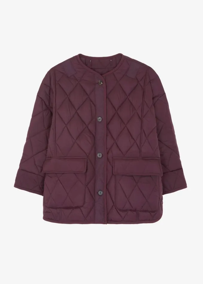 Clothing Women The Frankie Shop Teddy Quilted Jacket 8211 Burgundy