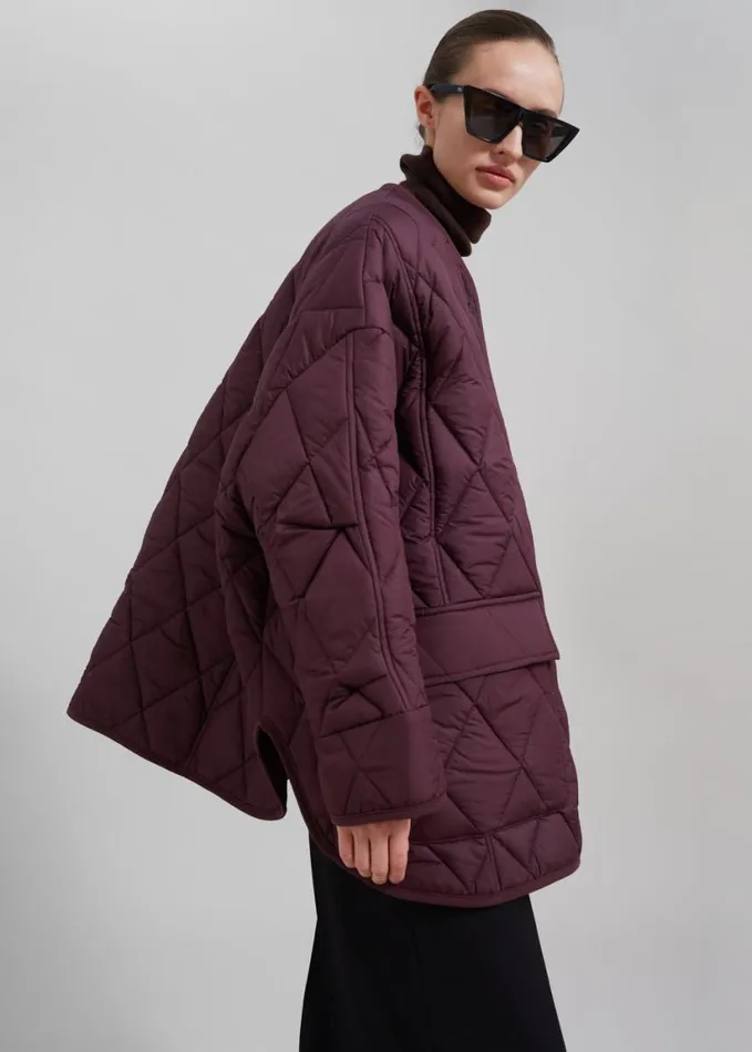 Clothing Women The Frankie Shop Teddy Quilted Jacket 8211 Burgundy