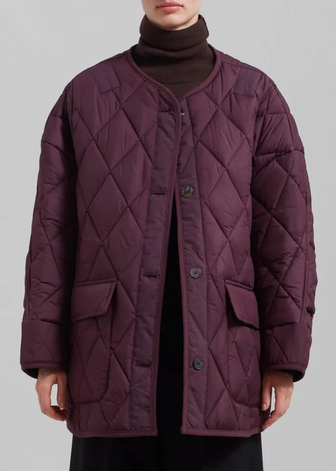 Clothing Women The Frankie Shop Teddy Quilted Jacket 8211 Burgundy