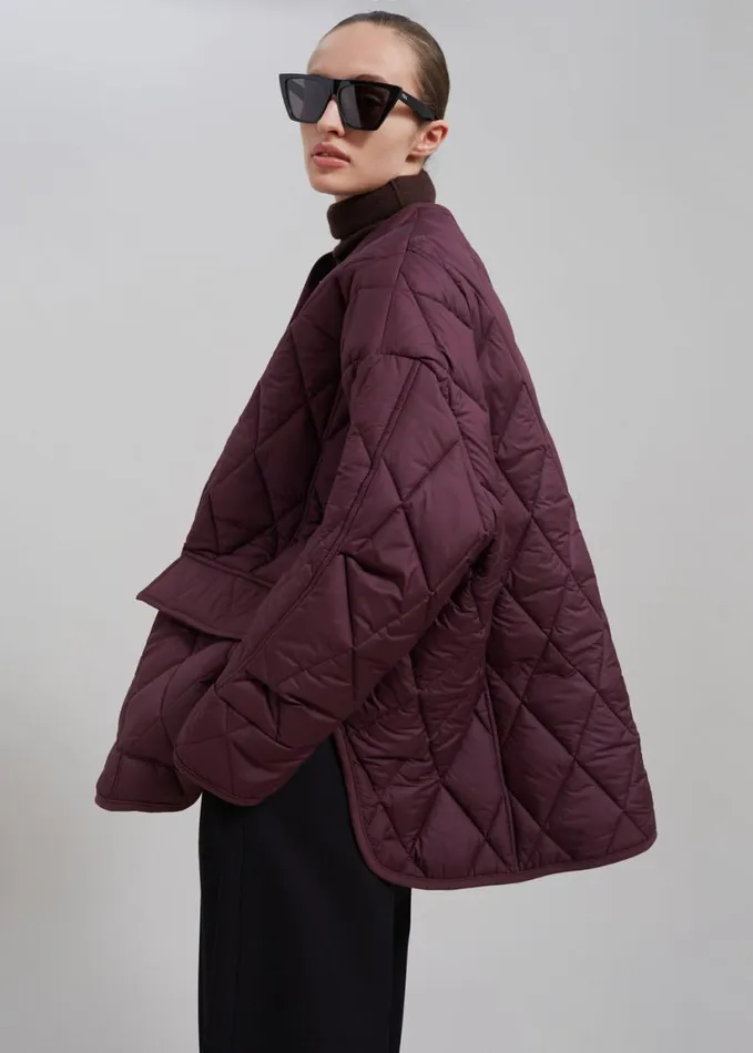 Clothing Women The Frankie Shop Teddy Quilted Jacket 8211 Burgundy