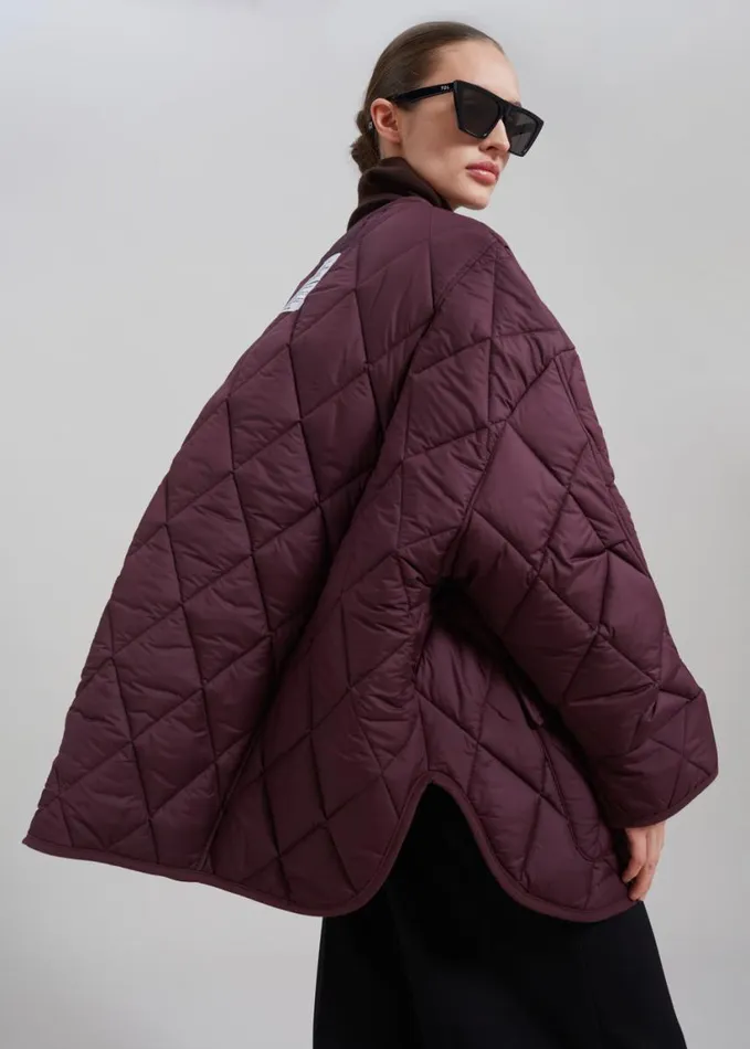 Clothing Women The Frankie Shop Teddy Quilted Jacket 8211 Burgundy