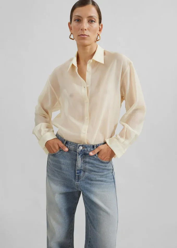 Clothing Women The Frankie Shop Toledo Sheer Shirt 8211 Beige
