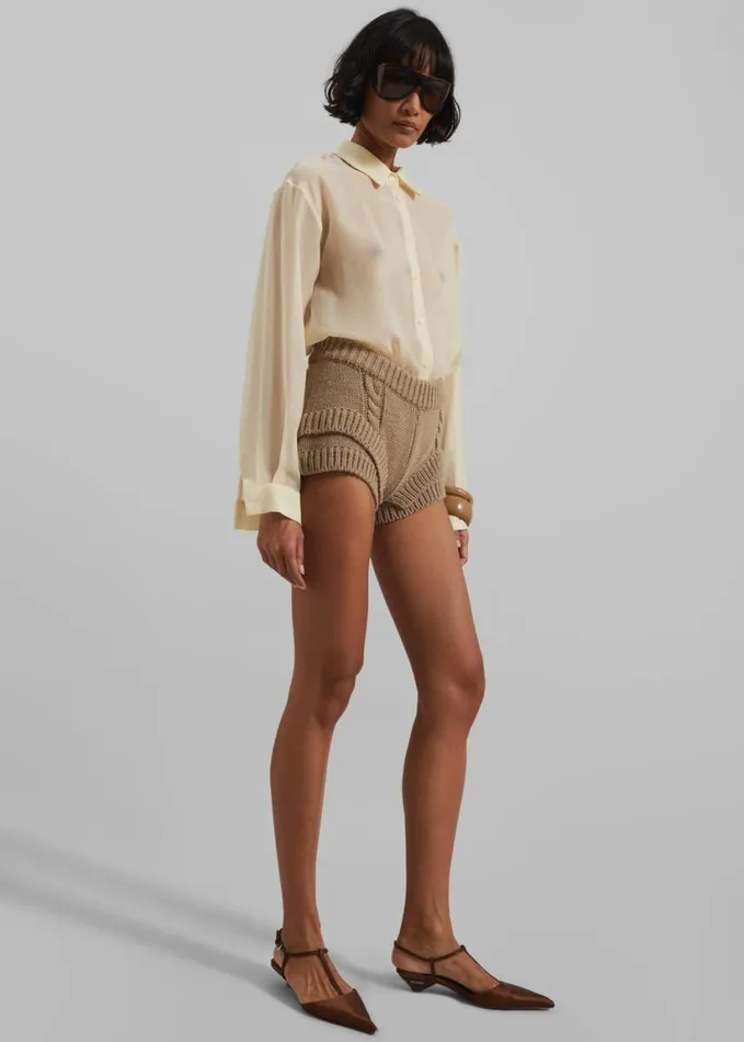 Clothing Women The Frankie Shop Toledo Sheer Shirt 8211 Beige