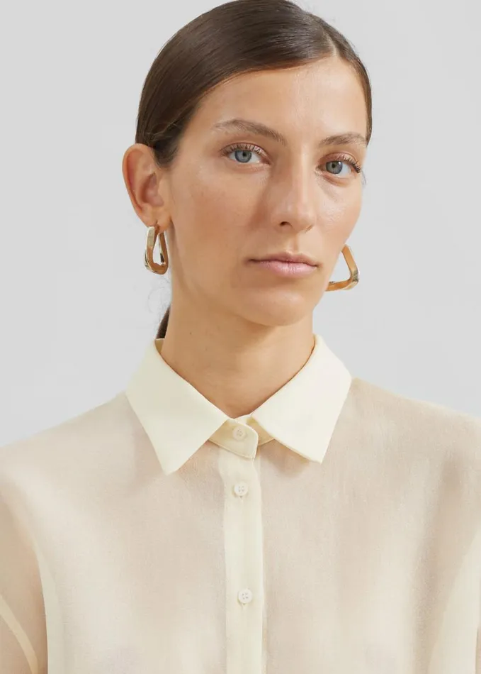 Clothing Women The Frankie Shop Toledo Sheer Shirt 8211 Beige
