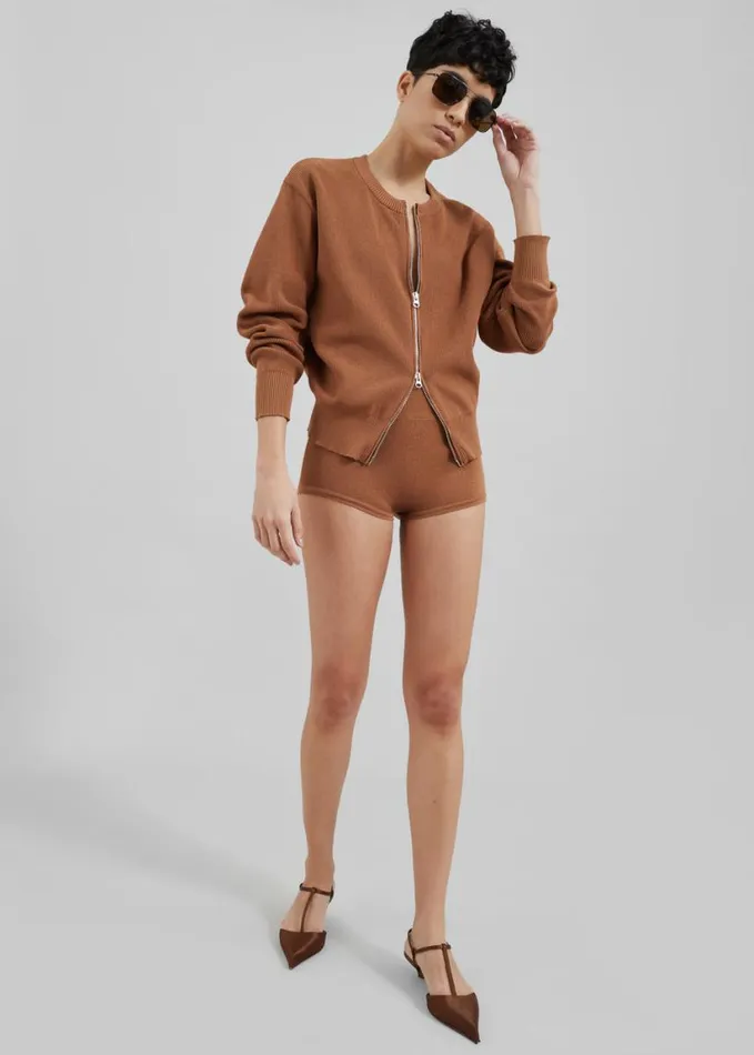 Clothing Women The Frankie Shop Veronica Mini Knit Shorts 8211 Brown