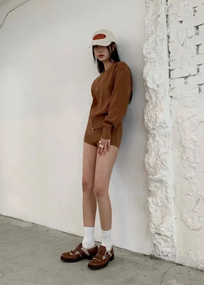 Clothing Women The Frankie Shop Veronica Mini Knit Shorts 8211 Brown