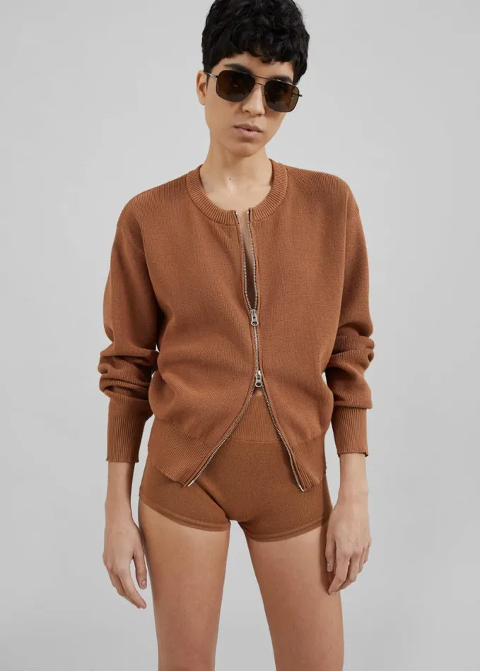 Clothing Women The Frankie Shop Veronica Mini Knit Shorts 8211 Brown