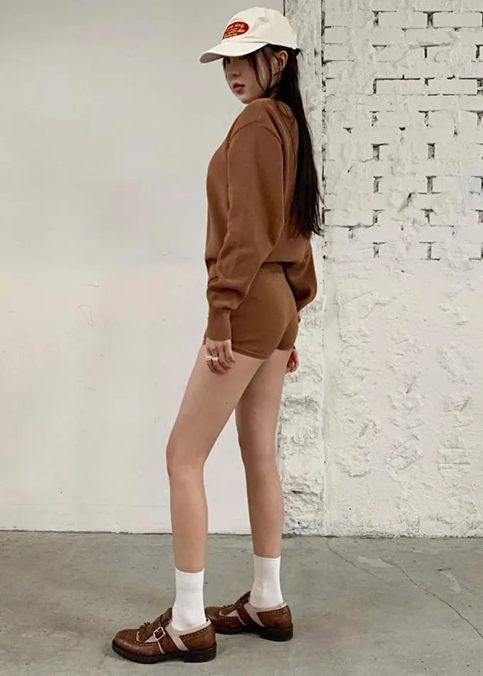 Clothing Women The Frankie Shop Veronica Mini Knit Shorts 8211 Brown