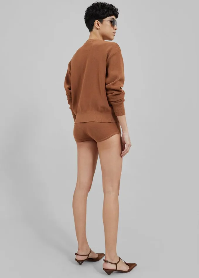 Clothing Women The Frankie Shop Veronica Mini Knit Shorts 8211 Brown