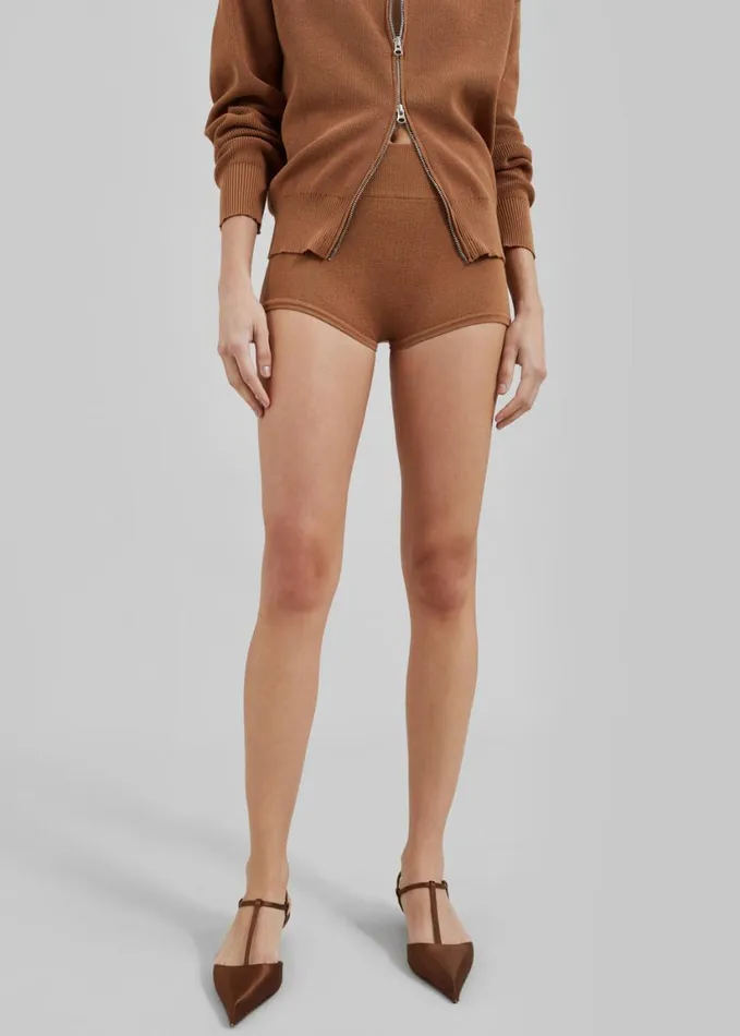 Clothing Women The Frankie Shop Veronica Mini Knit Shorts 8211 Brown