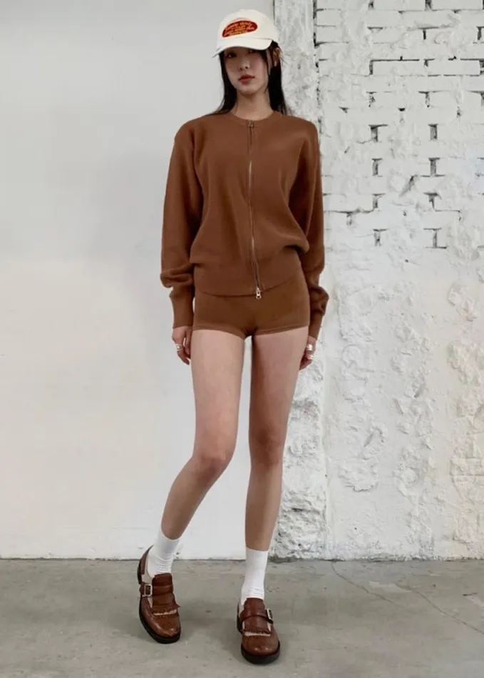 Clothing Women The Frankie Shop Veronica Mini Knit Shorts 8211 Brown
