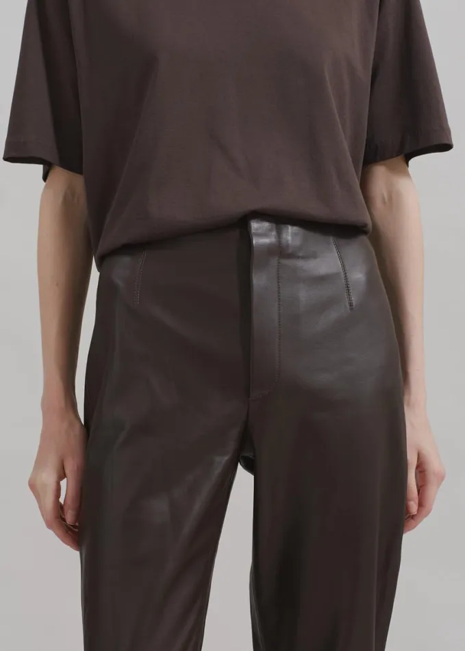 Clothing Women The Frankie Shop Ziggy Long Leather Pants 8211 Brown