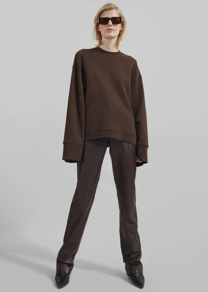 Clothing Women The Frankie Shop Ziggy Long Leather Pants 8211 Brown