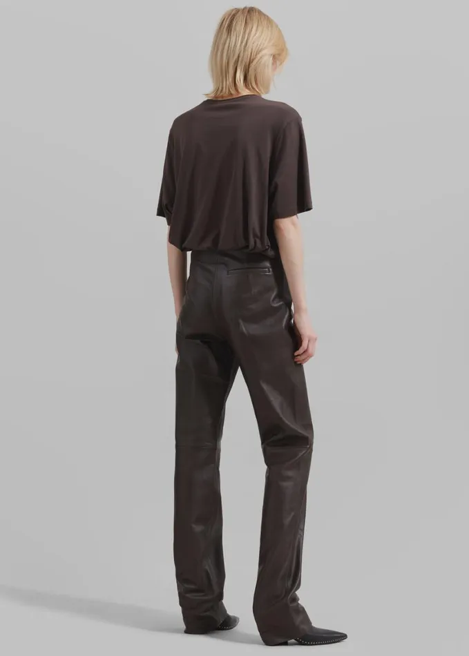 Clothing Women The Frankie Shop Ziggy Long Leather Pants 8211 Brown