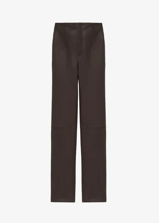 Clothing Women The Frankie Shop Ziggy Long Leather Pants 8211 Brown