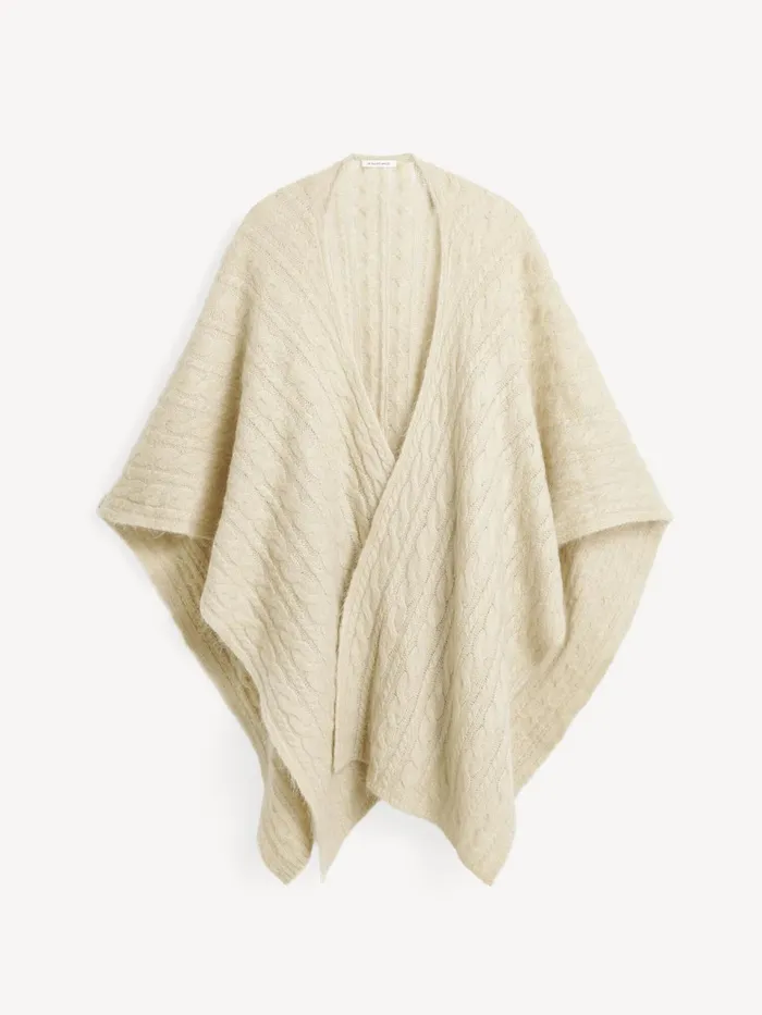 Coats and Jackets Women By Malene Birger Kassillas WoolBlend Poncho Oyster Gray