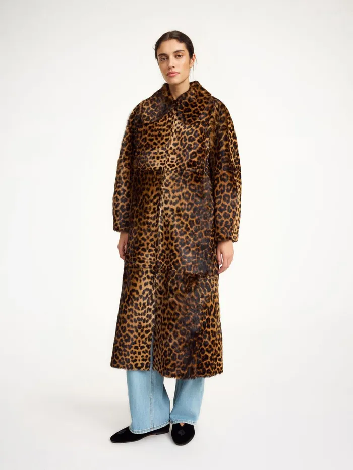 Coats and Jackets Women By Malene Birger Rafaia Lamb Leather Coat Leopard