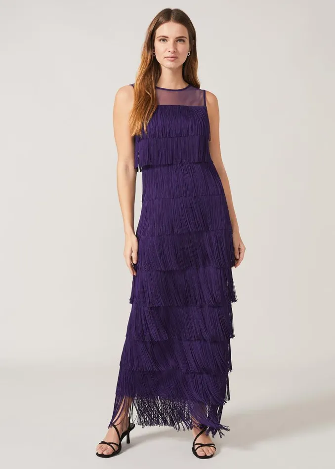 Cody Fringe Maxi Dress Violet Women Phase Eight Dresses