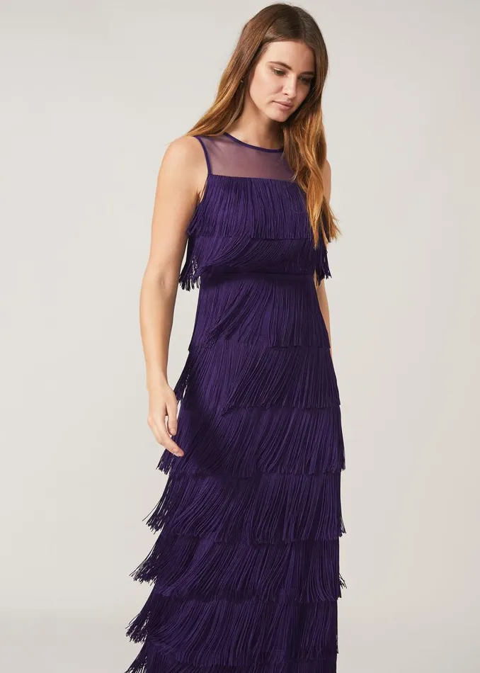 Cody Fringe Maxi Dress Violet Women Phase Eight Dresses