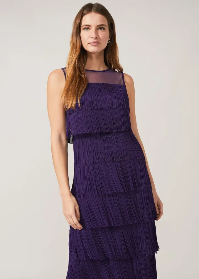 Cody Fringe Maxi Dress Violet Women Phase Eight Dresses