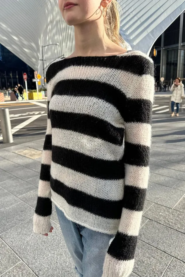 Colette Striped Sweater Black White Women Brandy Melville Sweaters