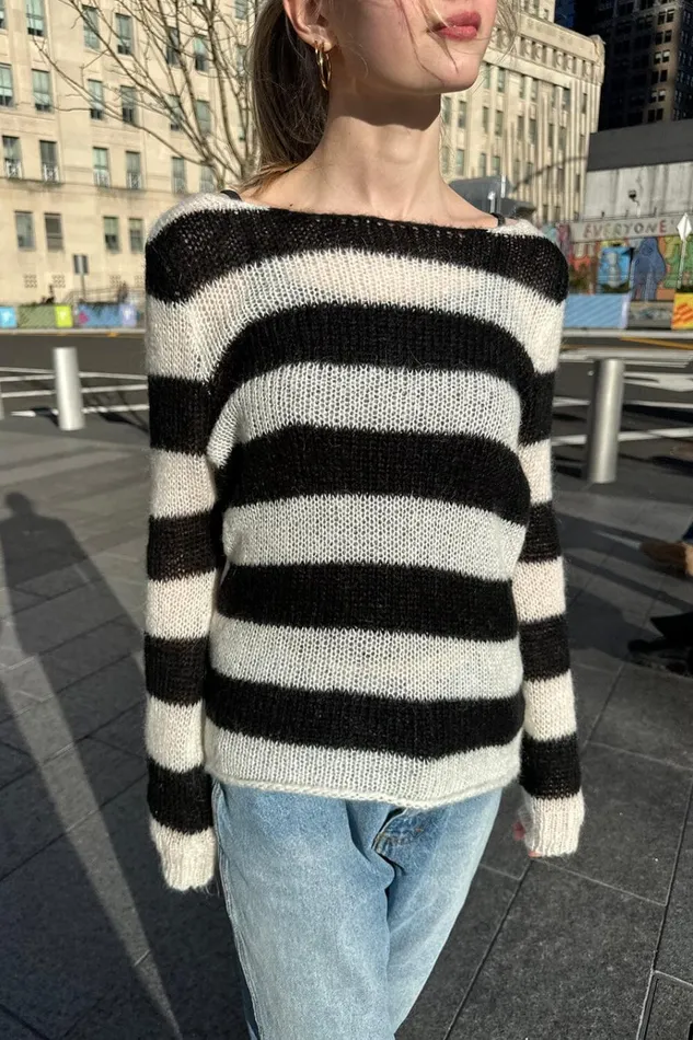 Colette Striped Sweater Black White Women Brandy Melville Sweaters