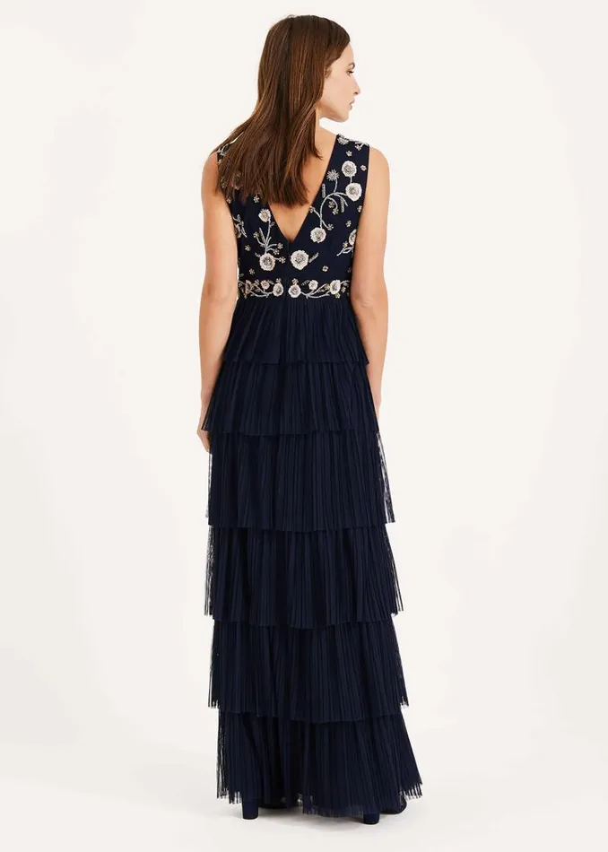 Cordelia Tiered Maxi Dress Navy Women Phase Eight Dresses