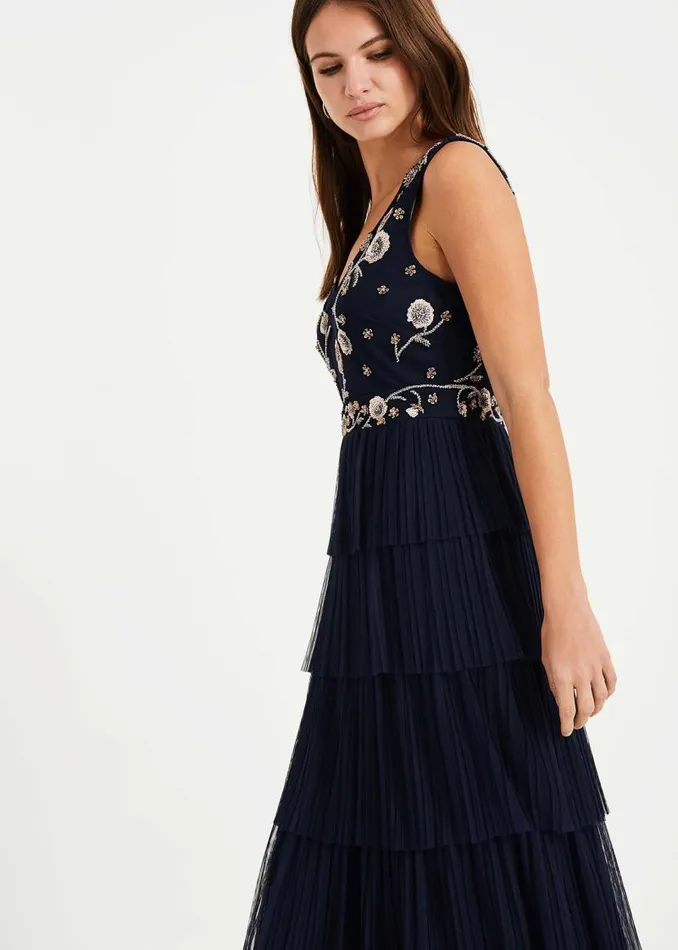 Cordelia Tiered Maxi Dress Navy Women Phase Eight Dresses