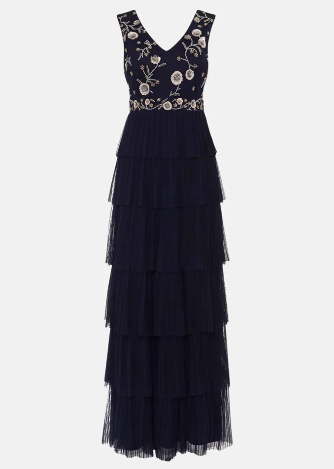 Cordelia Tiered Maxi Dress Navy Women Phase Eight Dresses