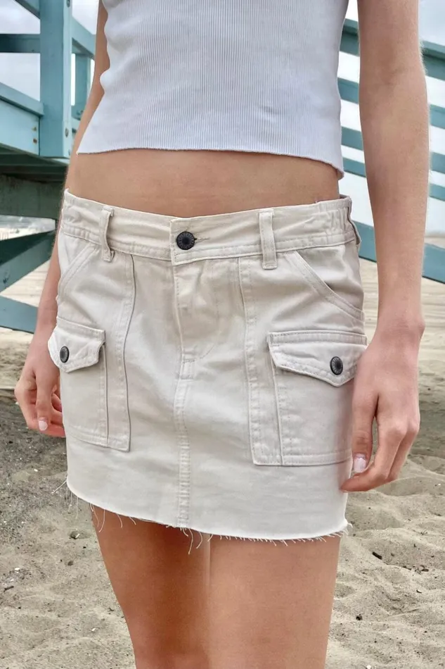 Corinne Cargo Mini Skirt Ivory Women Brandy Melville Bottoms