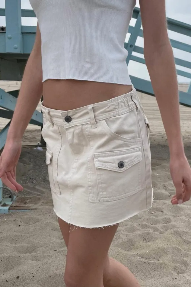 Corinne Cargo Mini Skirt Ivory Women Brandy Melville Bottoms