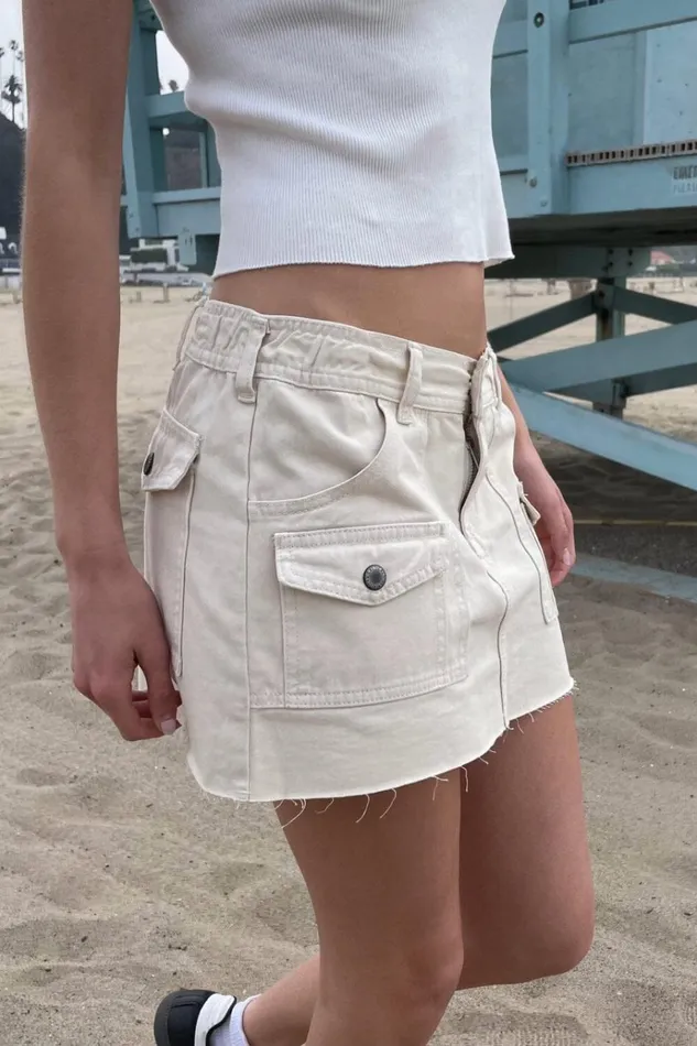 Corinne Cargo Mini Skirt Ivory Women Brandy Melville Bottoms