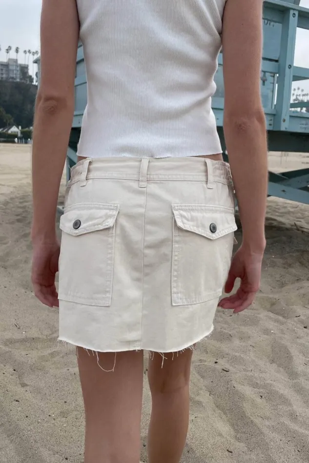 Corinne Cargo Mini Skirt Ivory Women Brandy Melville Bottoms