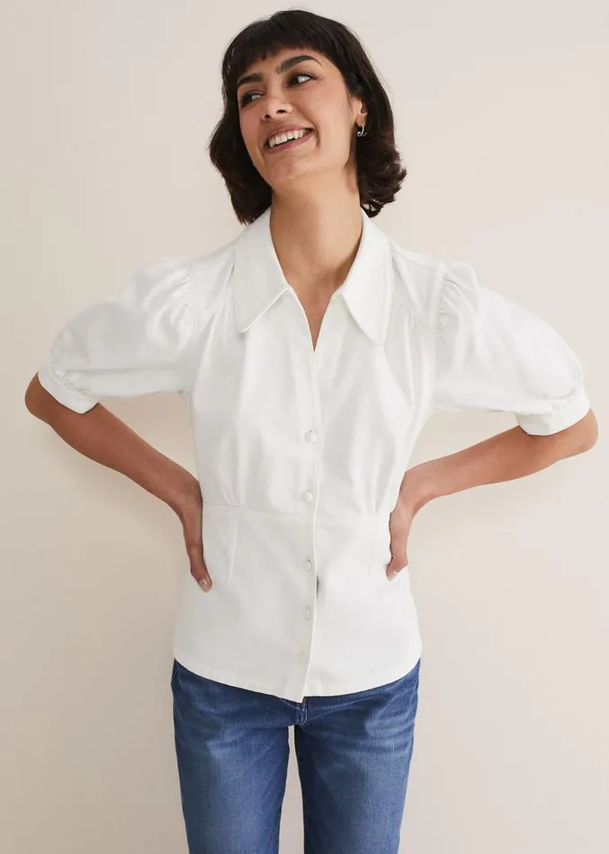 Cosette Denim Top White Women Phase Eight Tops and TShirts